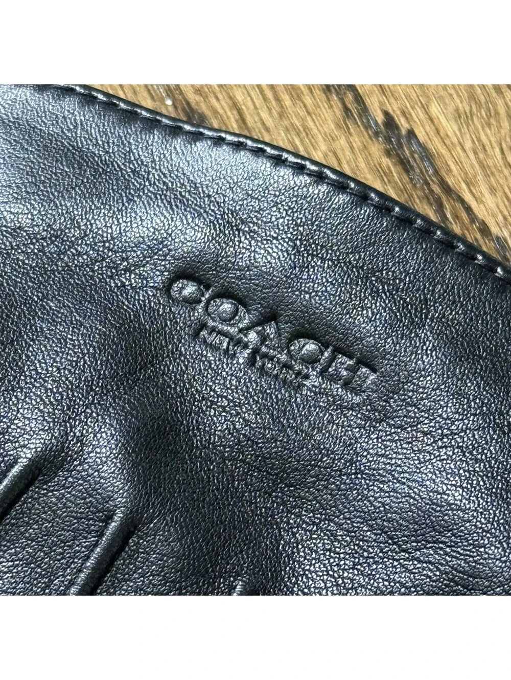 Coach Black Leather Gloves Women’s Large L Touchscreen Winter Cold Weather